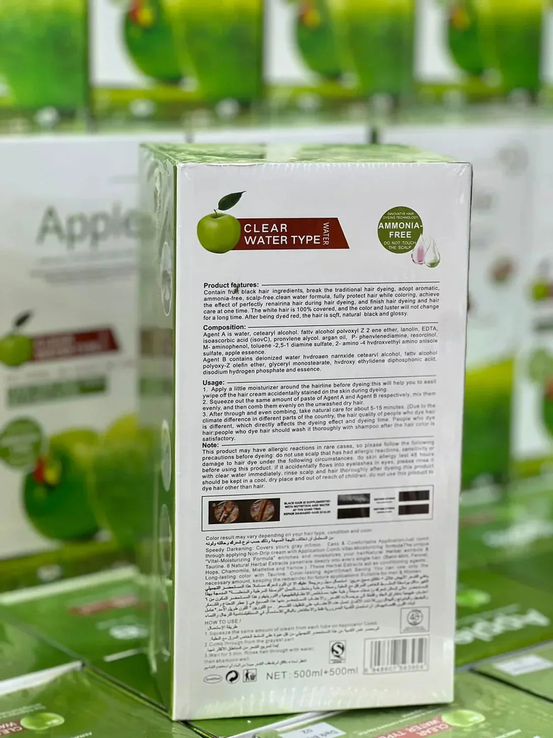 100% Genuine Apple Hair Color 500ml X 500ml (1000 ml)